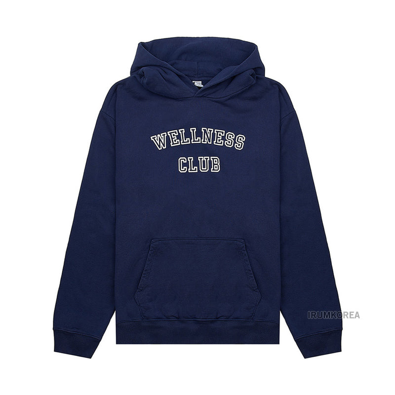 SPORTY&RICH Women's Wellness Club Pullov WELLNESS CLUB FLOCKED HOODIE NAVY CREAM