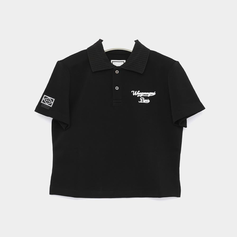WOOYOUNGMI Patch Logo Short Sleeve Polo Shirt Women PK Tee M251TS17773B