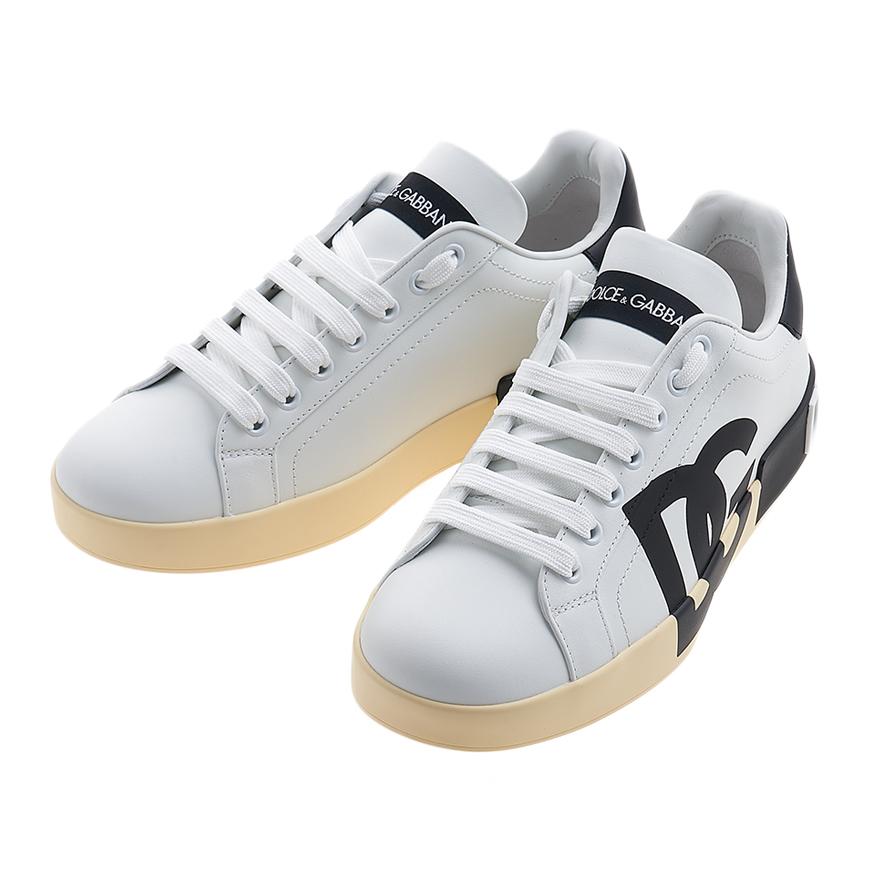 D&G Logo Low-Top Sneakers Men’s White Leather Shoes