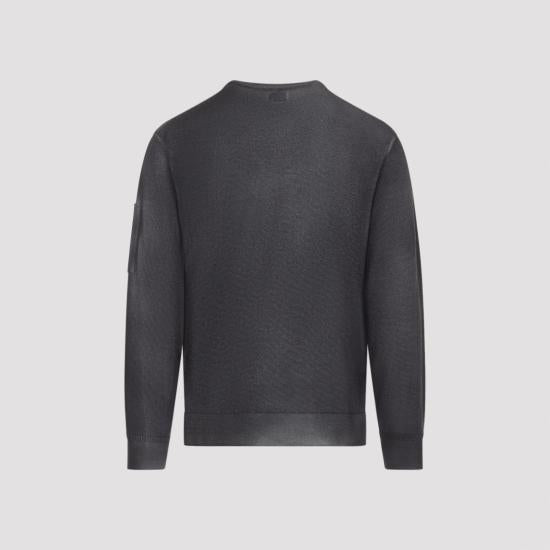 CP Company Black Round Neck Knit Sweater for Men