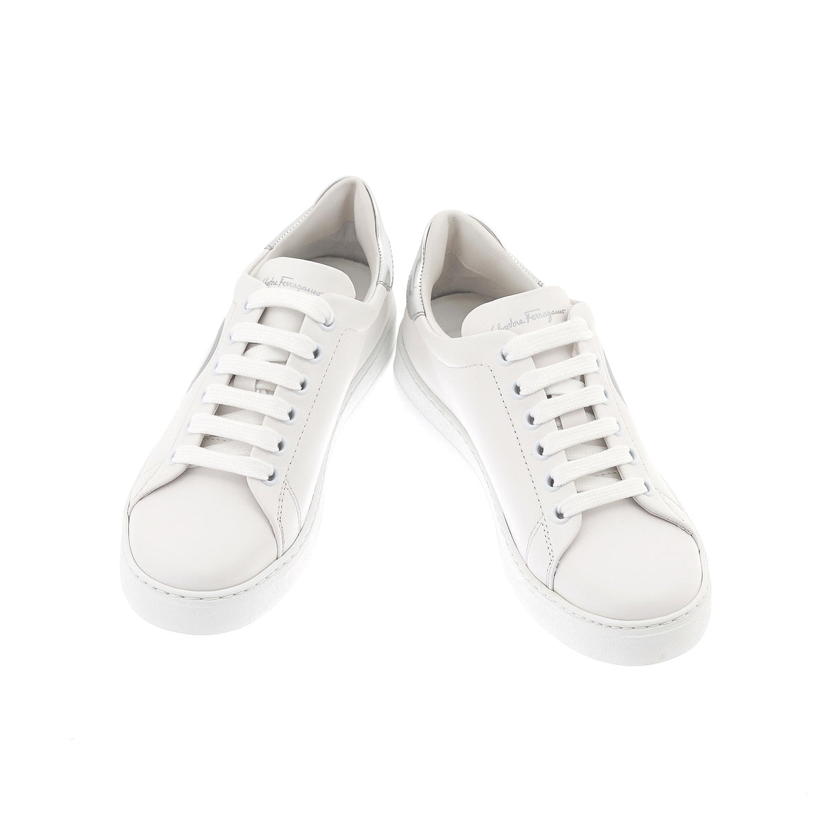Ferragamo Gancini White Leather Low-Top Sneakers 30191 0747218 BIANCO