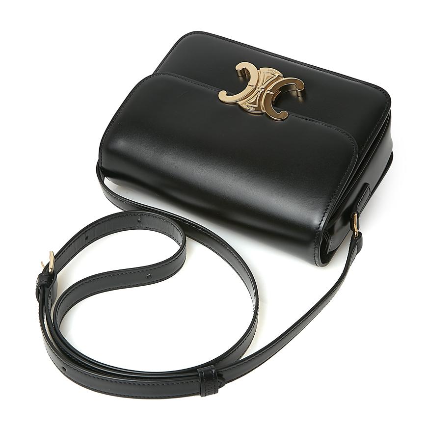 CELINE Teen Triomphe Crossbody Bag Black Leather Shoulder Bag