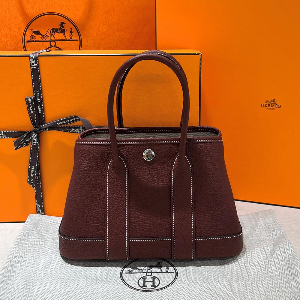 HERMES Negonda Rouge Red Garden Party 23 Mini Tote Bag Silver Hardware