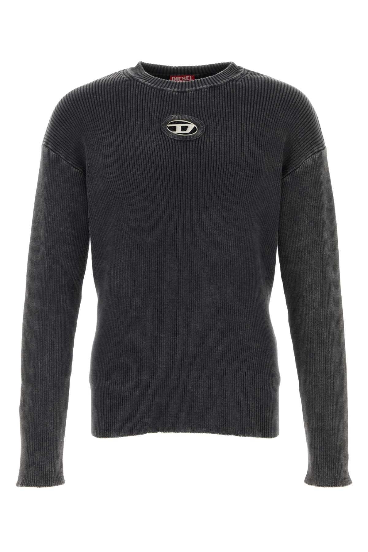 DIESEL Black Knit Round Neck Sweater for Men