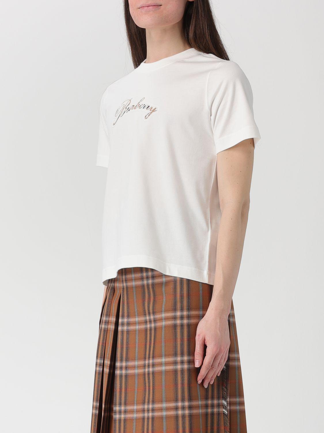 BURBERRY Short Sleeve Logo T-Shirt Black Cotton Women