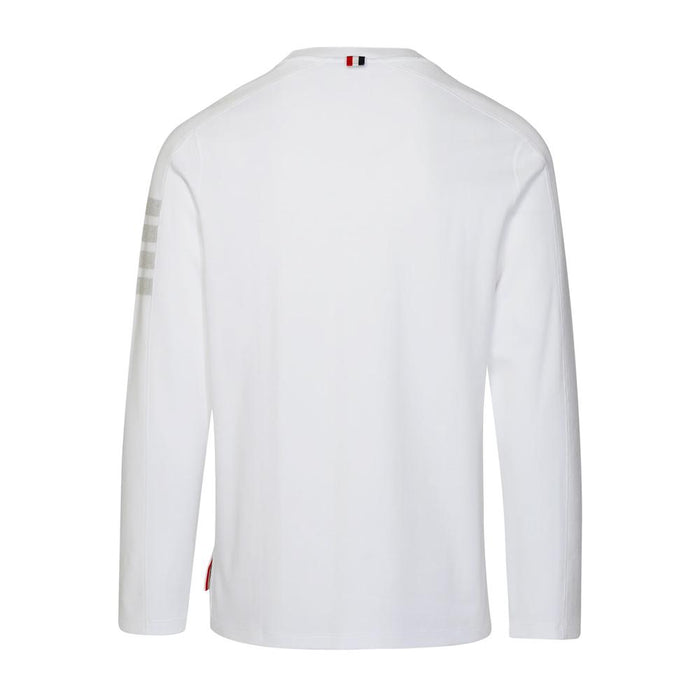 THOM BROWNE White Diagonal Armband Long Sleeve T-Shirt