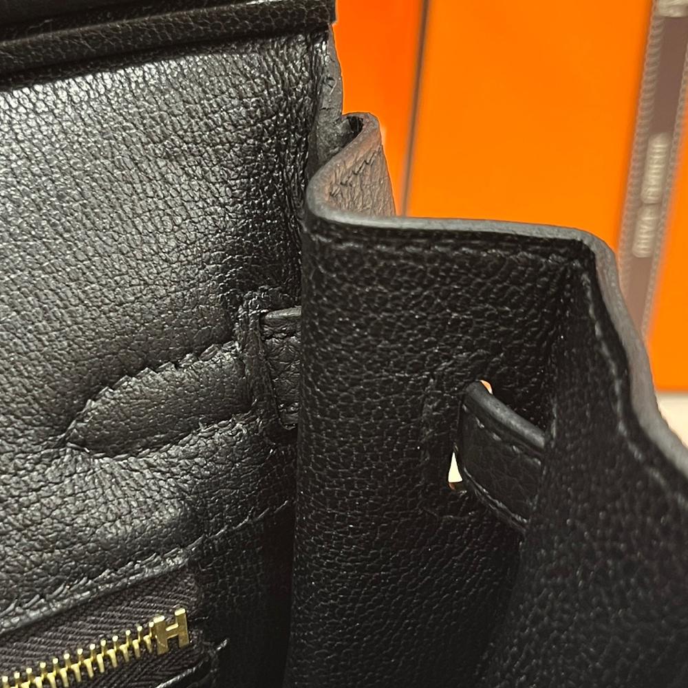 HERMES Birkin Togo Leather Tote Bag Black Gold Hardware 25