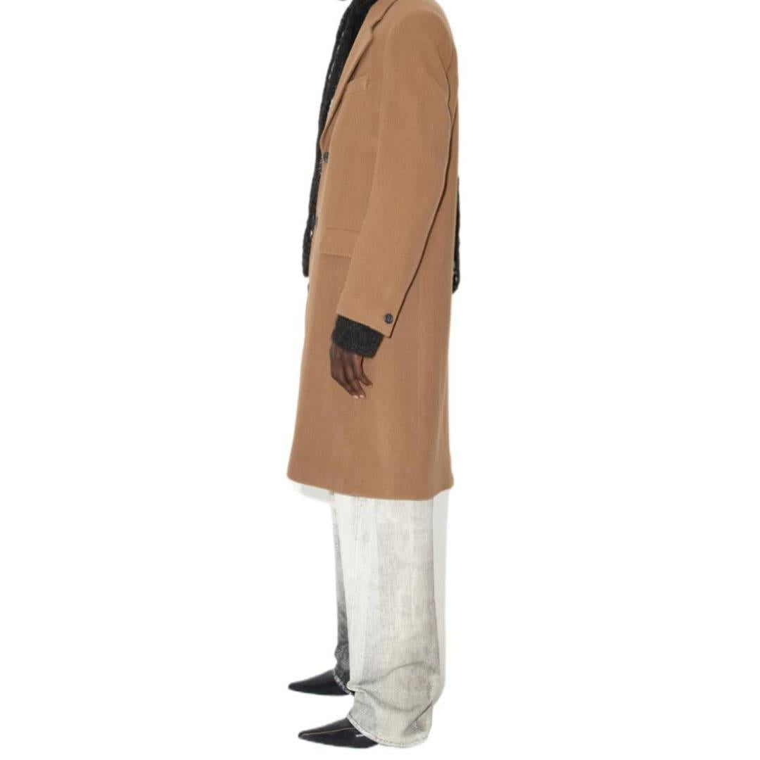 OUR LEGACY Camel Herringbone Wool Single-Breasted Long Coat Men