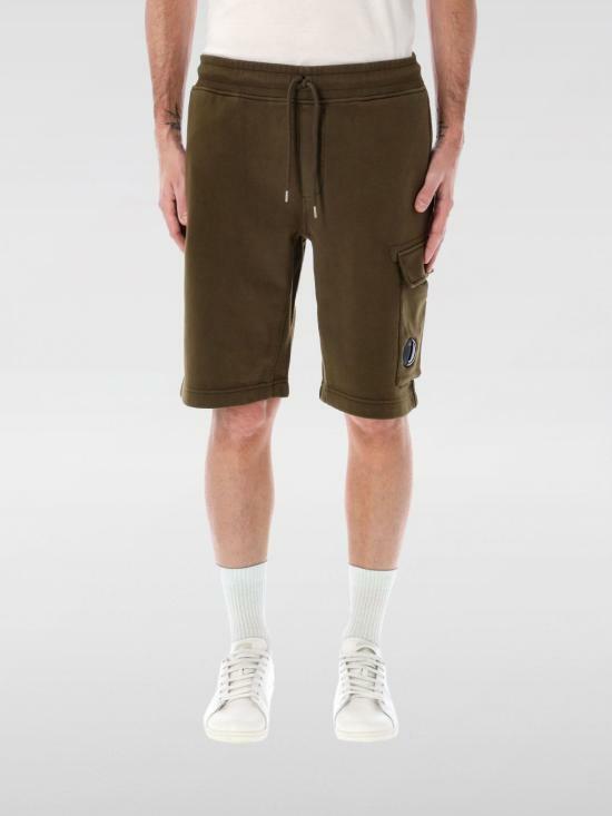 CP Company Diagonal Fleece Logo Cotton Shorts for Men