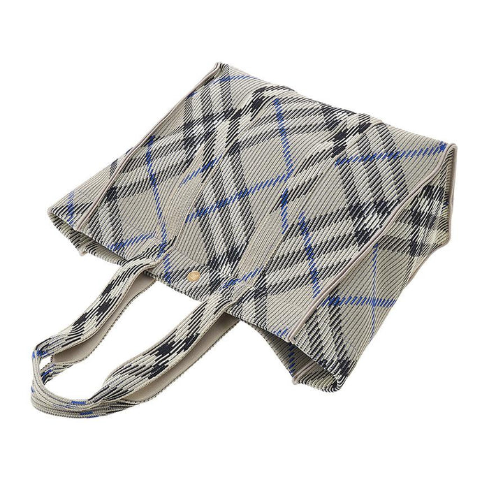 BURBERRY Medium Check Knit Tote Bag Women Beige