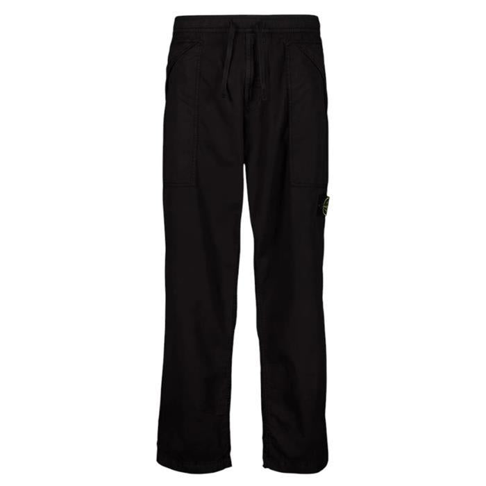 STONE ISLAND Black Cargo Pants with Logo Patch