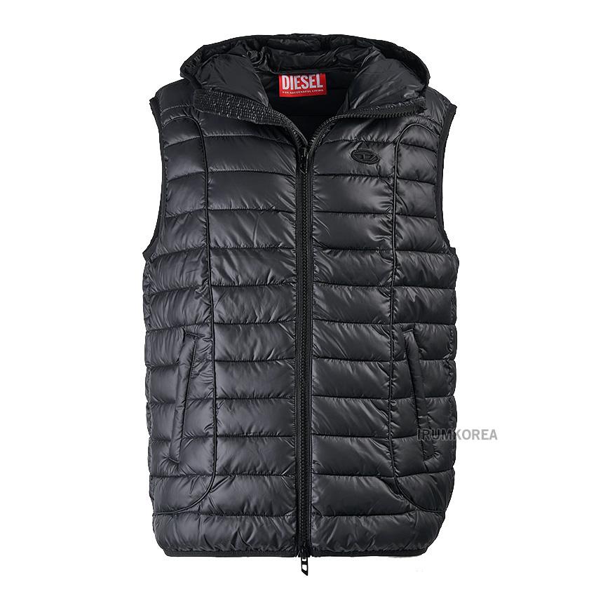 DIESEL Men’s Temple Puffer Vest Black Down Padded Jacket