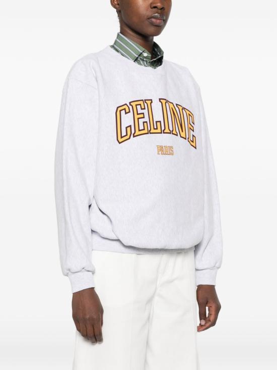 CELINE Pale Grey Yellow Burgundy Long Sleeve Sweatshirt