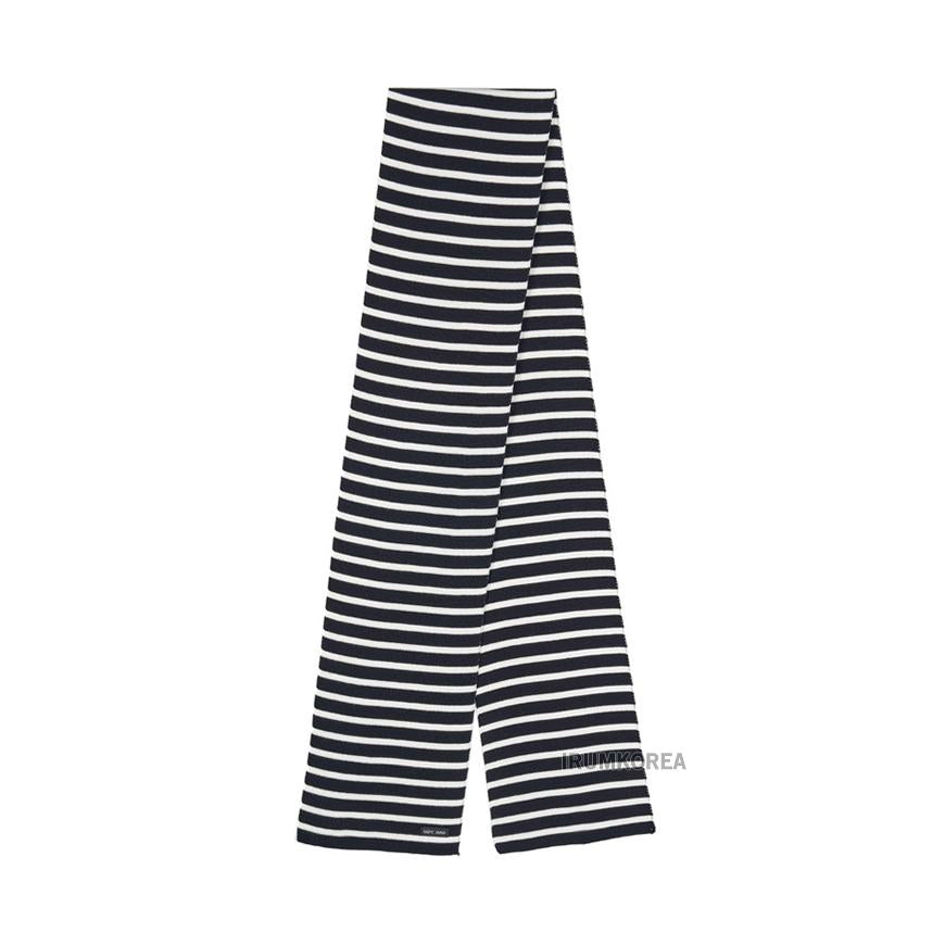 Saint James Unisex Wool Blend DUGUAY R Scarf Navy/White
