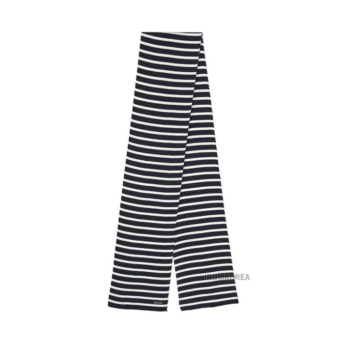 Saint James Unisex Wool Blend DUGUAY R Scarf Navy/White