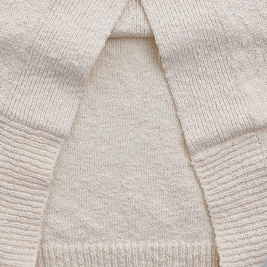 Maison Margiela Back Stitch Bouclé Polo Knit Sweater Women White