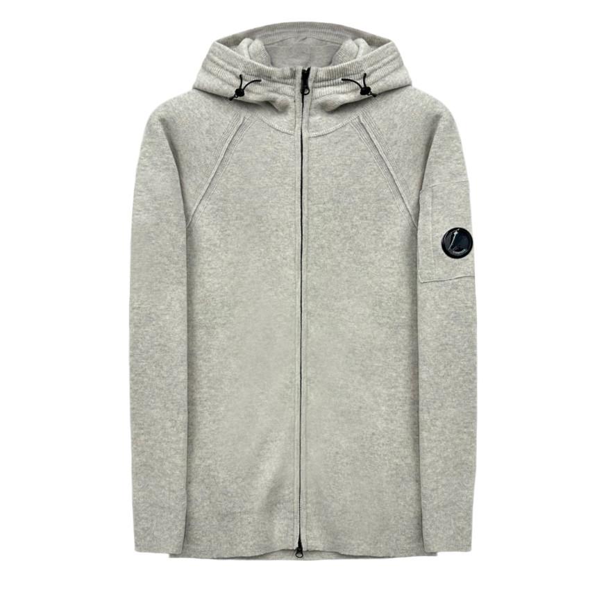 CP Company Lens Badge Hooded Knit Zip-Up Sweater