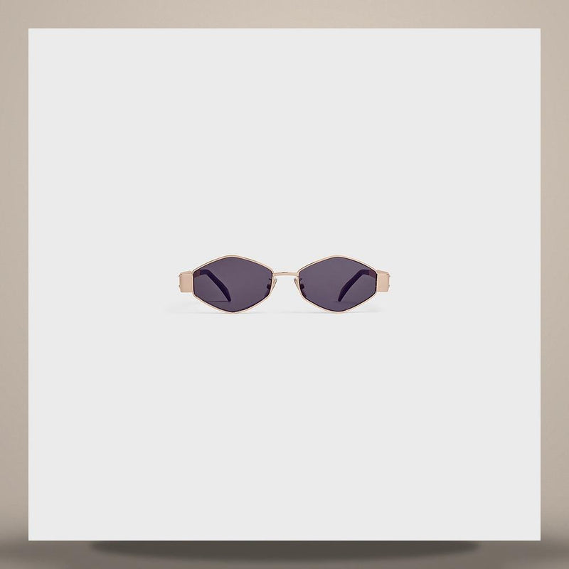 CELINE Triomphe 02 Metal Rose Gold Smoke Sunglasses 4S254CMLB 35RS