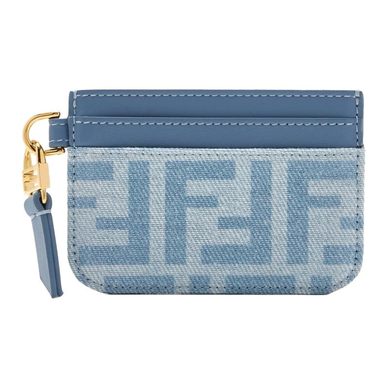 FENDI FF Baguette Leather Card Holder Wallet F1X25