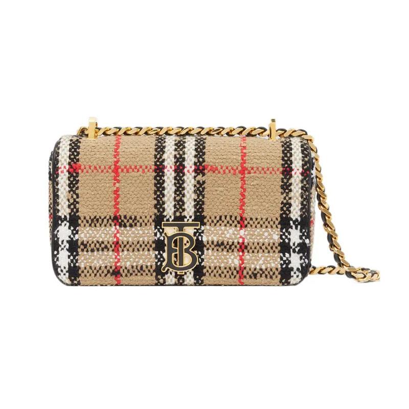 BURBERRY Lola Check Bouclé Beige Women’s Shoulder Crossbody Bag