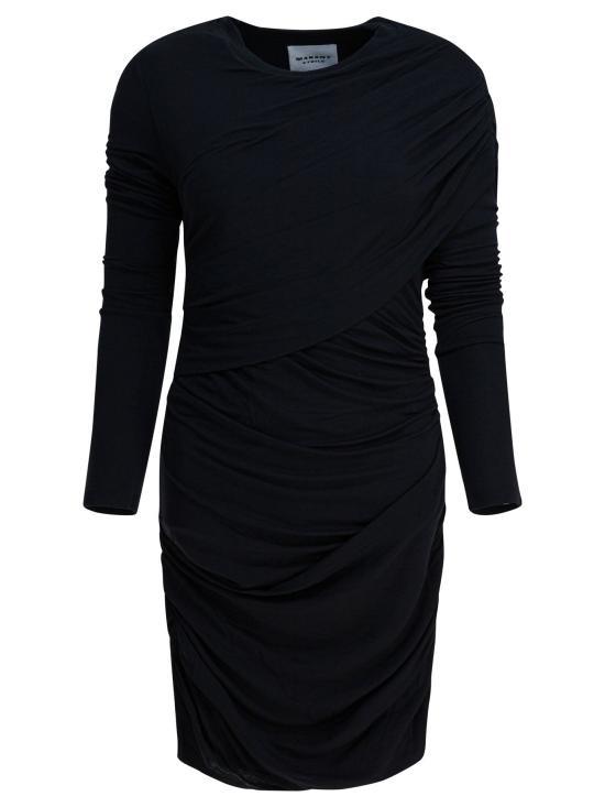 Isabel Marant DENISE Drape Jersey Mini Dress Black RO0842 FA C3K01E 01BK