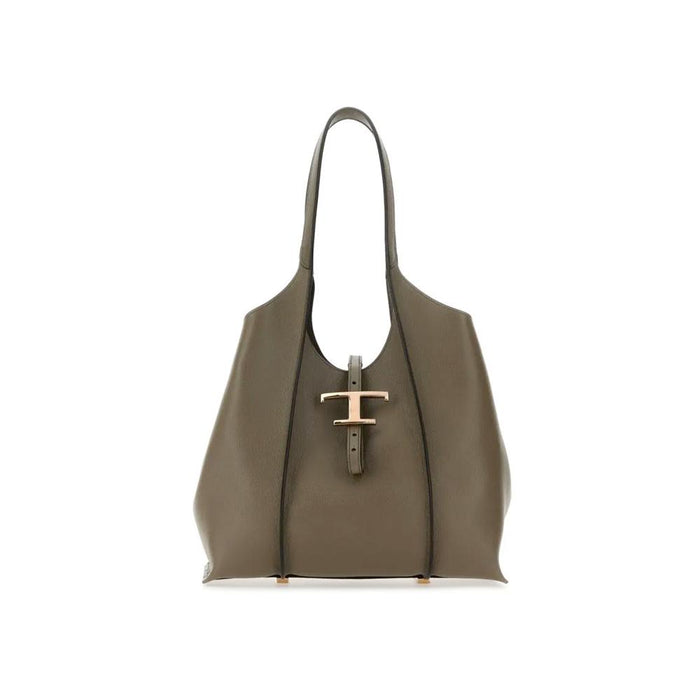 Tods Timeless Small Shopper Tote Bag Khaki Leather Tote