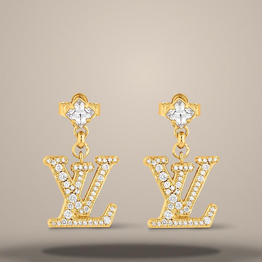 Louis Vuitton Lady LV Earrings Gold-Tone Metal Jewelry