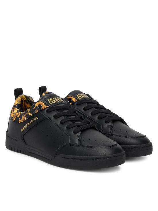 Versace Black Gold Leather Sneakers 79YA3SD6ZPB38G89