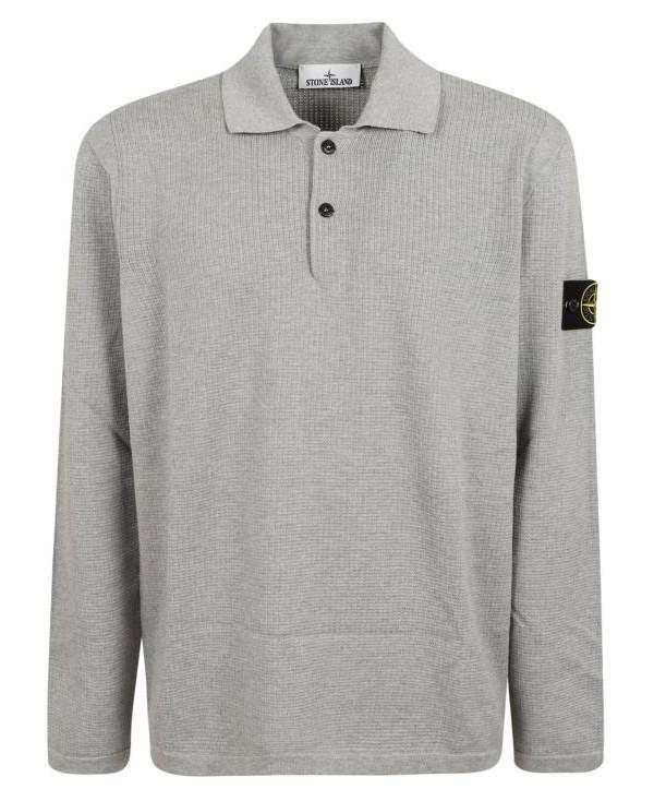 STONE ISLAND Micro Stitch Soft Cotton Polo Shirt Ribbed Trim Men's