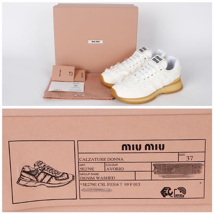 Miu Miu Cotton Denim Low-Top Sneakers 5E279E CSL F0304