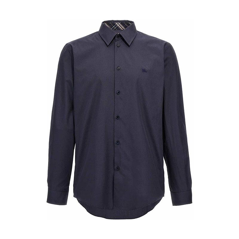 BURBERRY Indigo Cotton Slim Fit Men's Long Sleeve Shirt