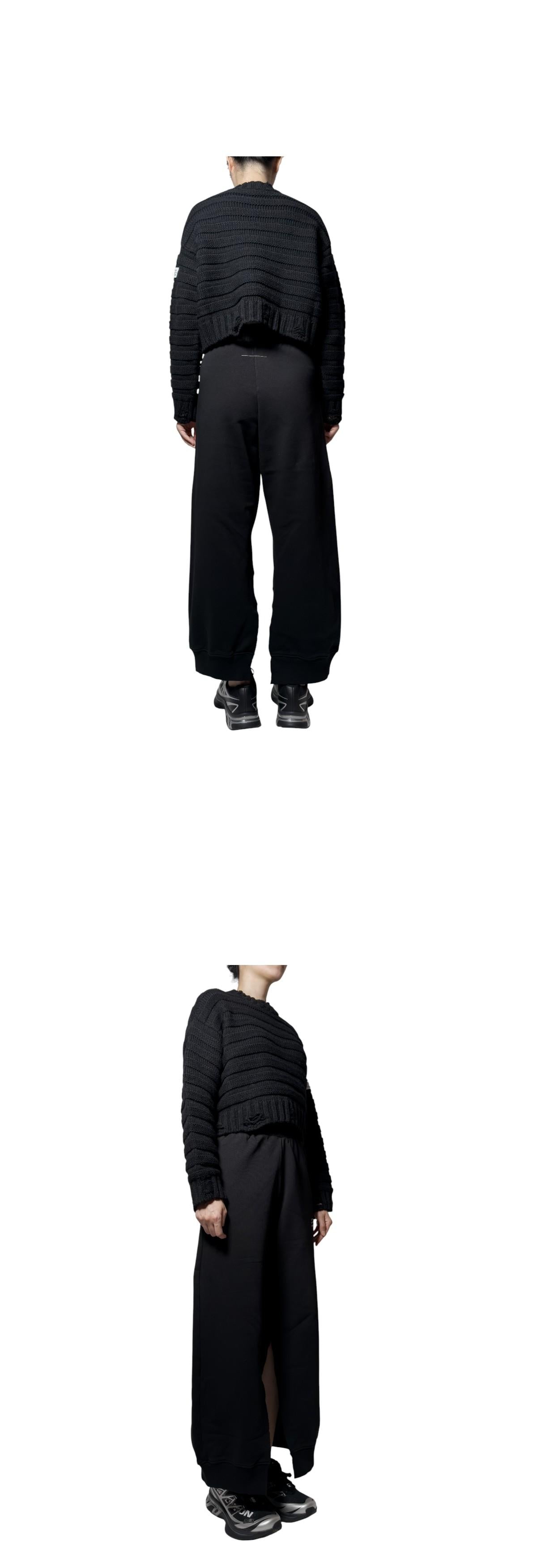 MM6 Patch Distressed Wool Crewneck Sweater Black