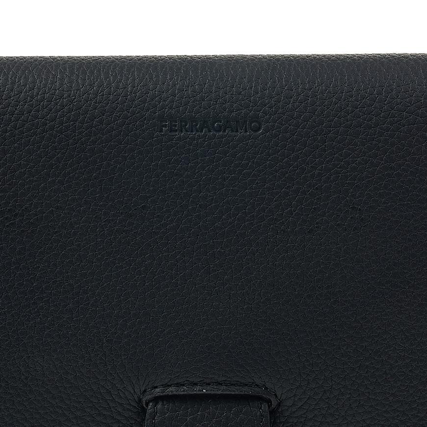 Ferragamo Men's Gancini Buckle Belt Bag 24 1313 NERO CALF 0763940