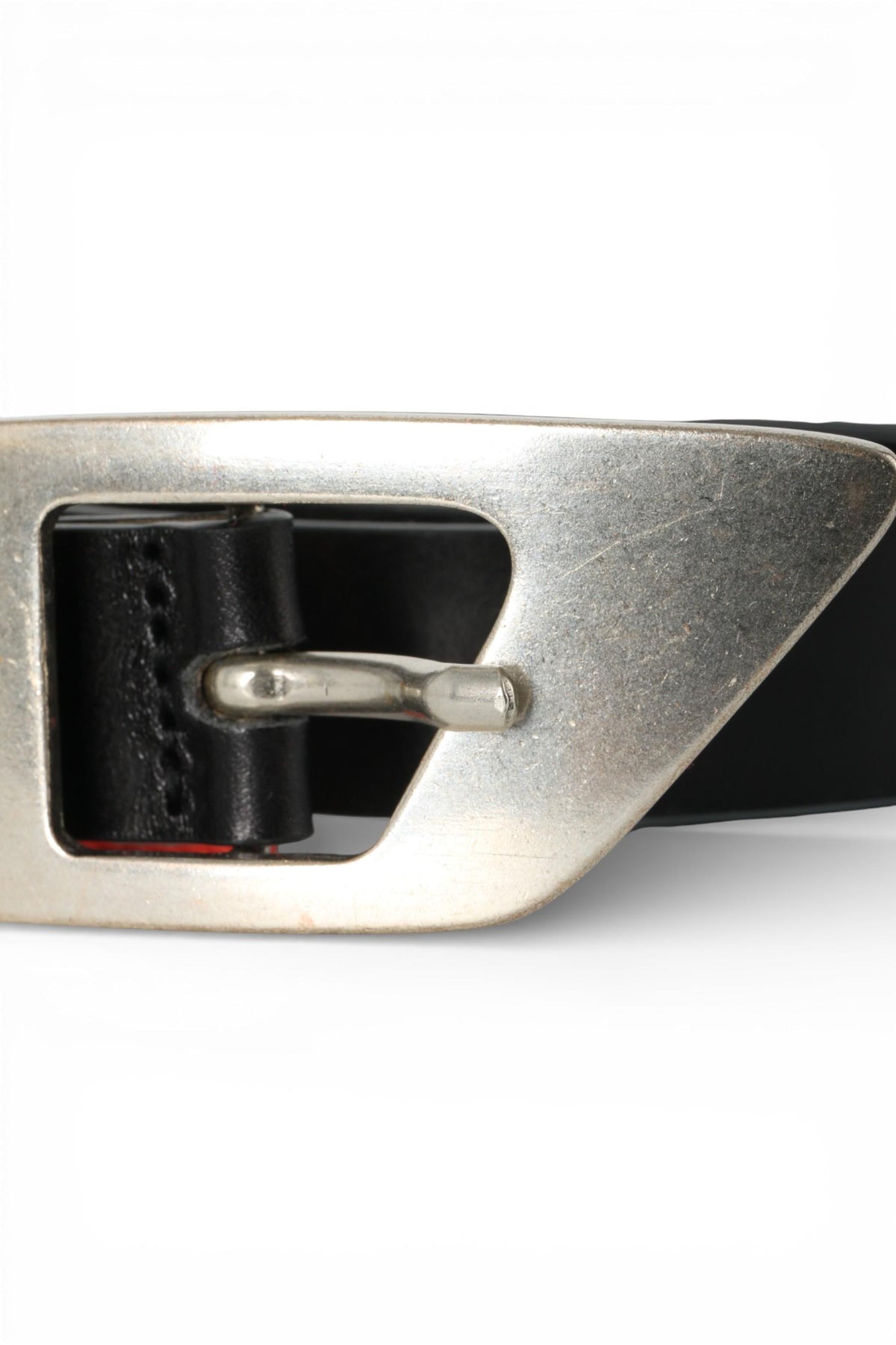 DIESEL Maxi D Buckle BDLOGO Leather Belt Black