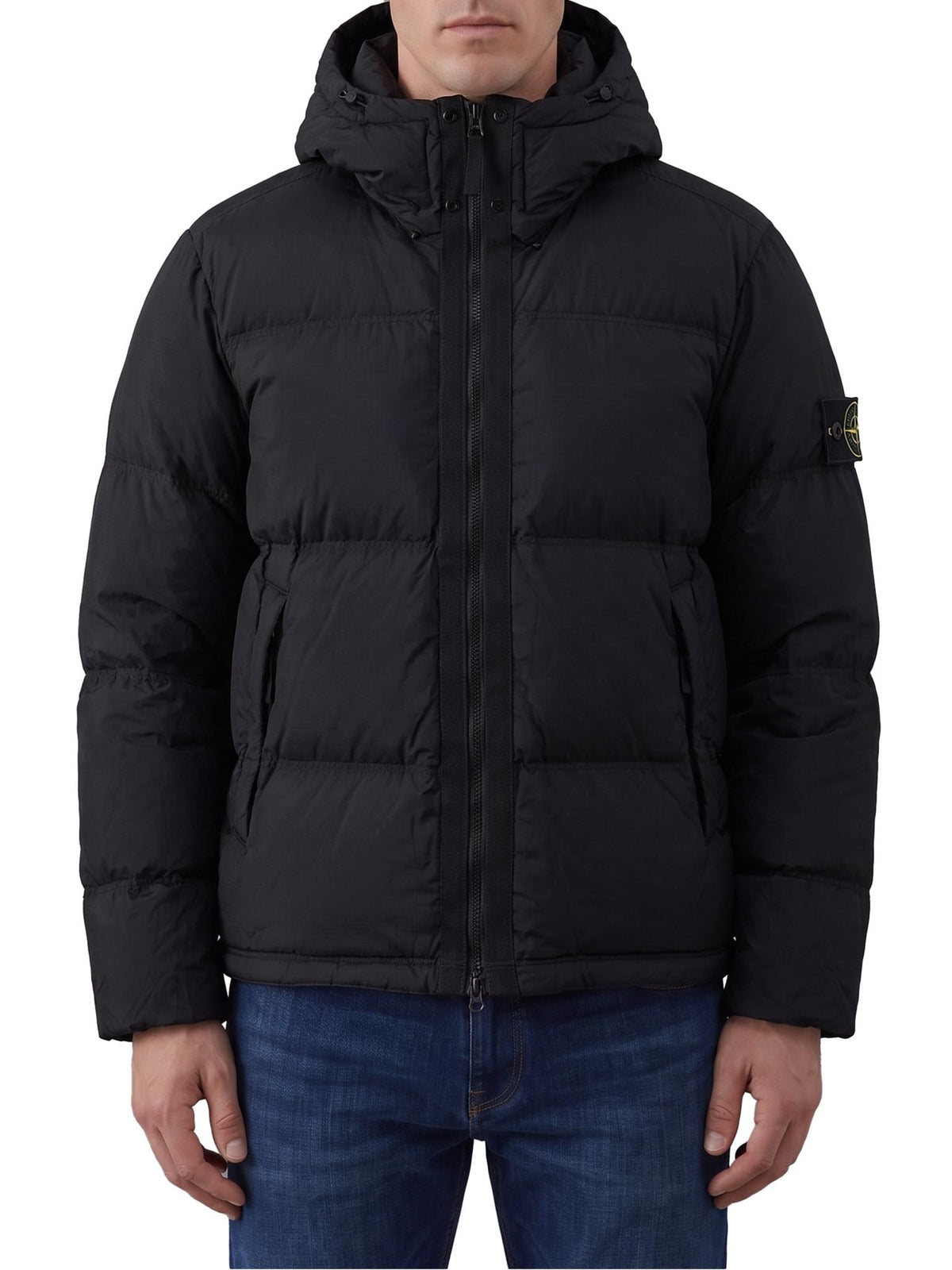 STONE ISLAND Black Nylon Down Puffer Jacket for Men
