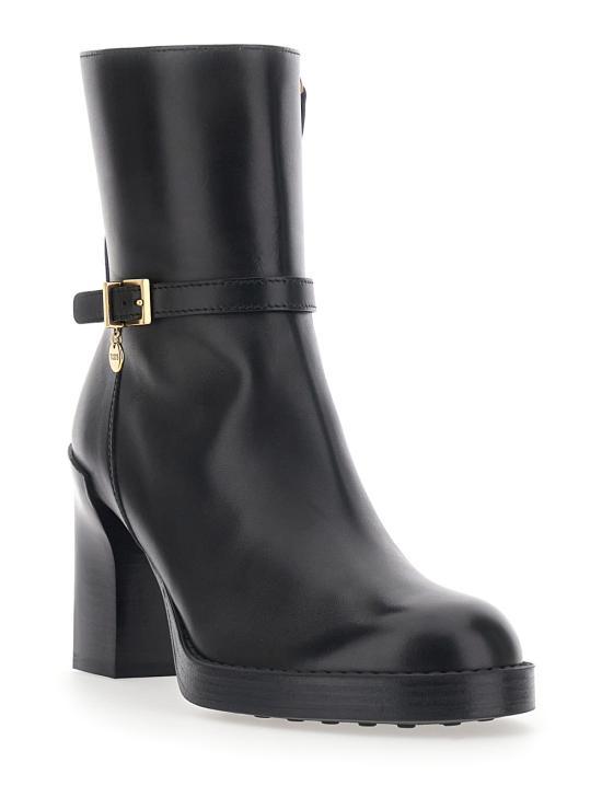 Tods Black Leather Ankle Boots