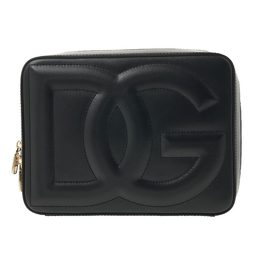 D&G DG Logo Camera Bag Black Leather Crossbody Bag for Women