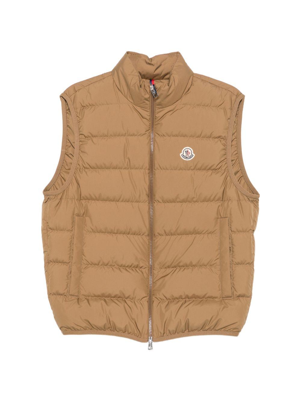 Moncler Men’s Down Puffer Vest Beige Nylon Outerwear