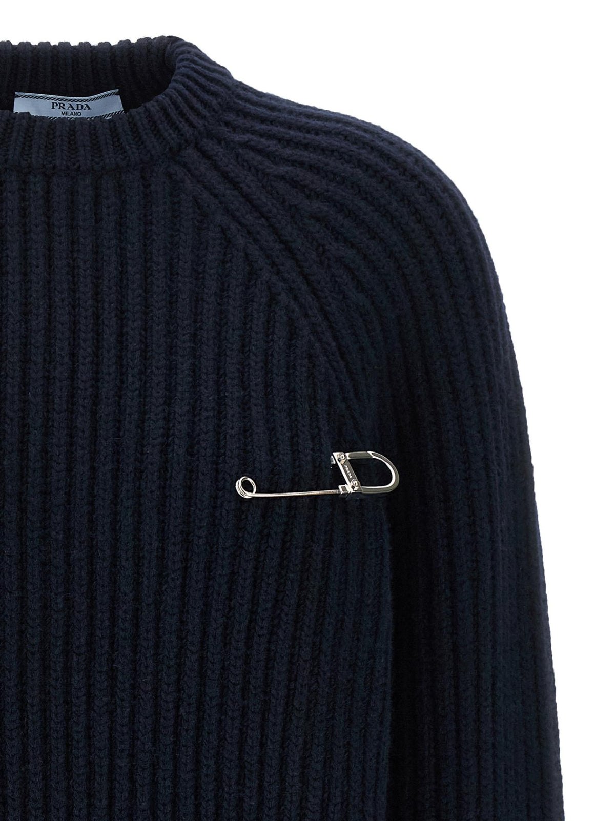 PRADA Black Wool Round Neck Knit Sweater