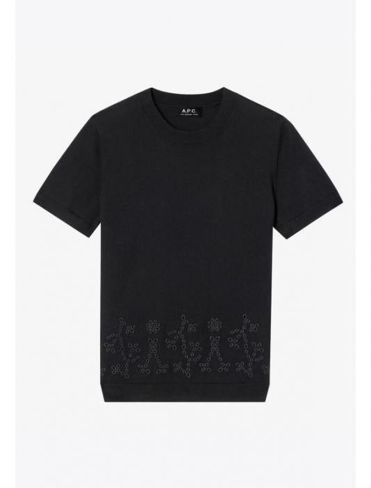 A.P.C. Alice Short-Sleeve Round Neck Knit Sweater Black
