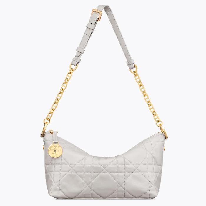 DIOR Diorstar Chain Hobo Bag Leather Shoulder Bag Gray S3202UDBB M55G