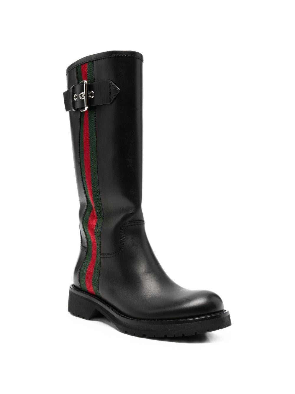 GUCCI Black Leather Mid-Calf Boots