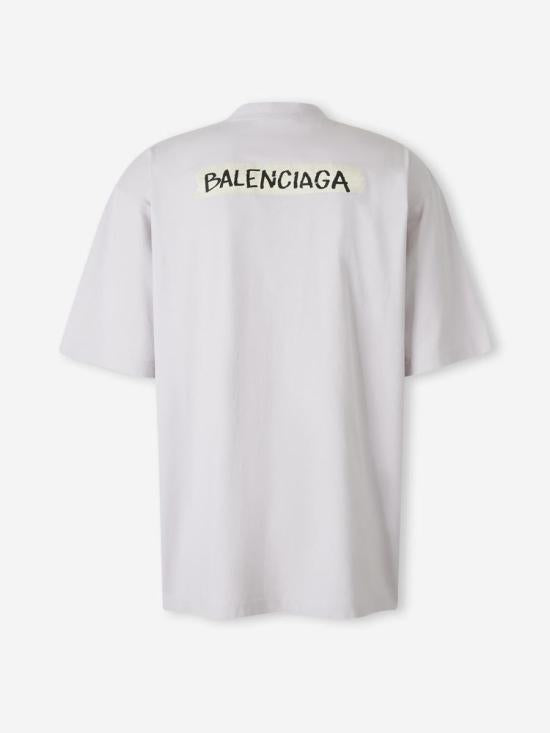 BALENCIAGA Dirty White Short Sleeve T-Shirt Men’s Cotton 764235 TTVL 6901