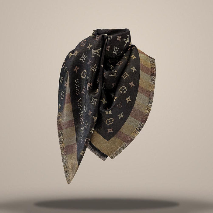 Louis Vuitton Monogram So Shine Silk Scarf, 56 x 56 inches
