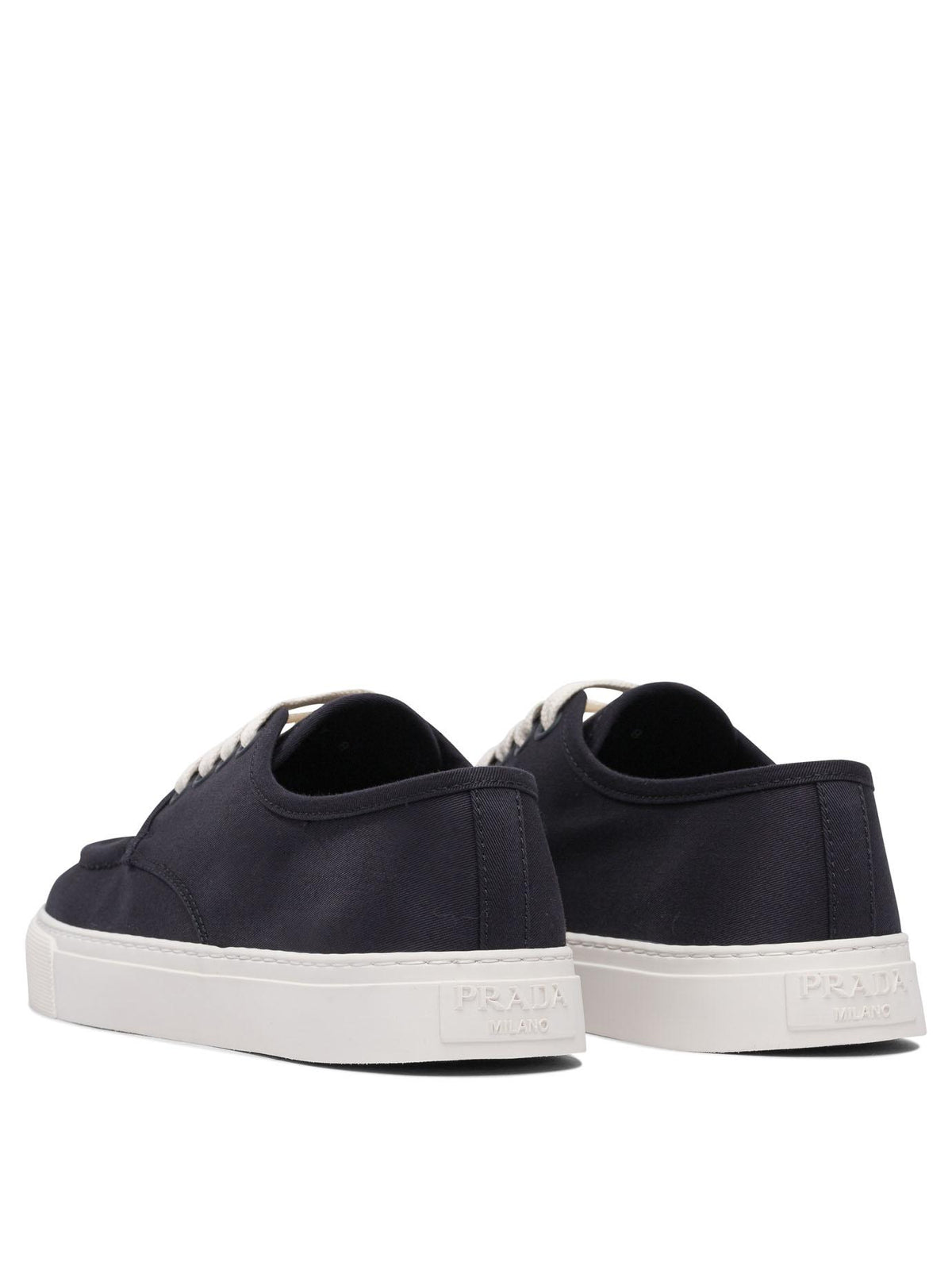PRADA White Leather Low-Top Sneakers