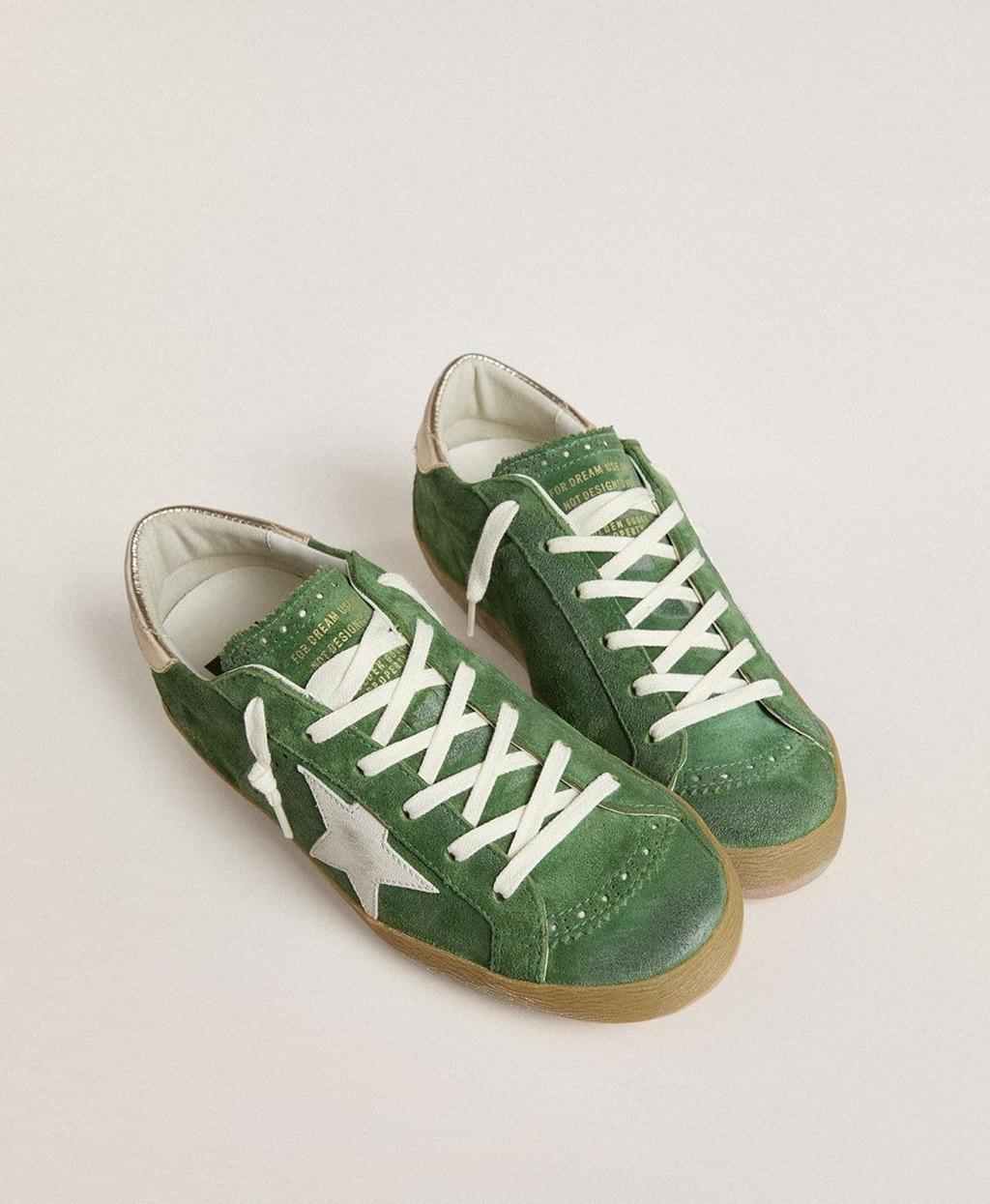 GOLDEN GOOSE White Green Star Leather Low-Top Sneakers Wo GWF00906 F007260 35927