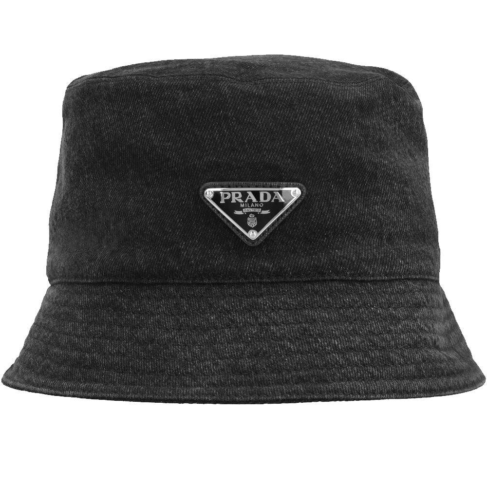 PRADA Triangle Logo Denim Bucket Hat Black Men’s 2HC137 12K8 F0557