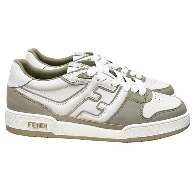 FENDI Logo Lettering Match Low-Top Sneakers White Leather Unisex