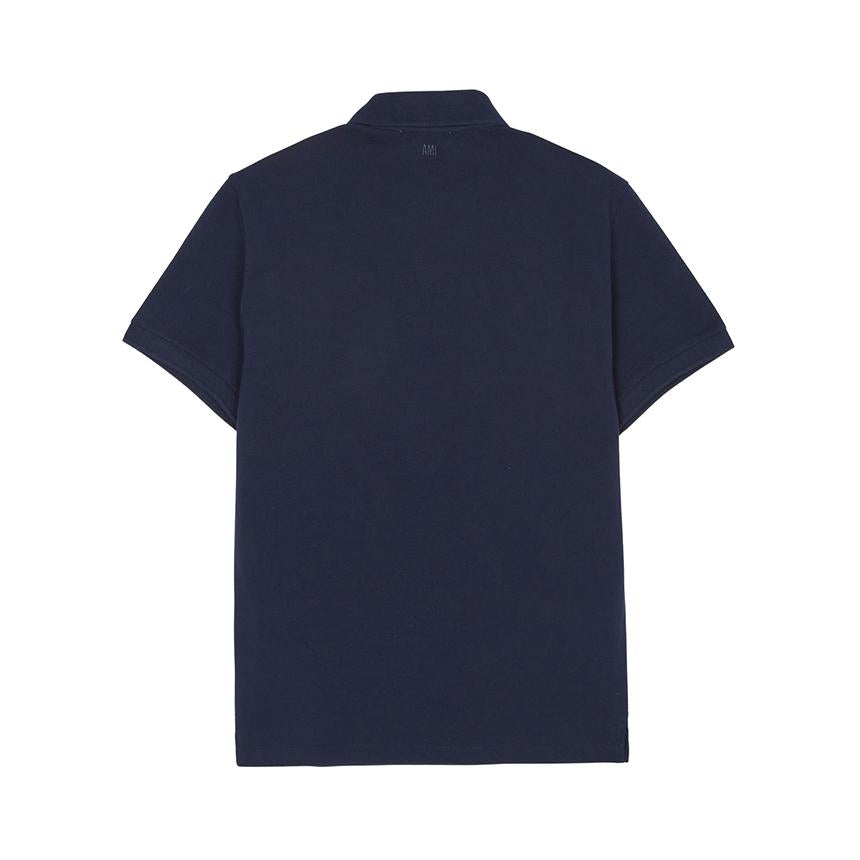 AMI Polo Collar Short Sleeve T-Shirt Unisex Navy/Green