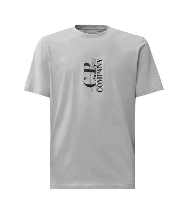 CP Company Jersey Vertical Logo T-Shirt Grey Men's